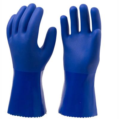 Blue PVC Chemical Coated Gloves