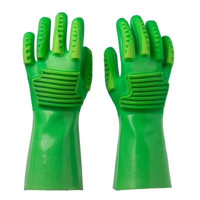 Fluorescent Green Anti-impact PVC Coated Gloves 