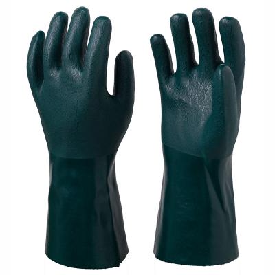 Green PVC Coated Gloves Sandy Finish