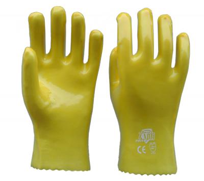 Yellow PVC Chemical Coated Gloves