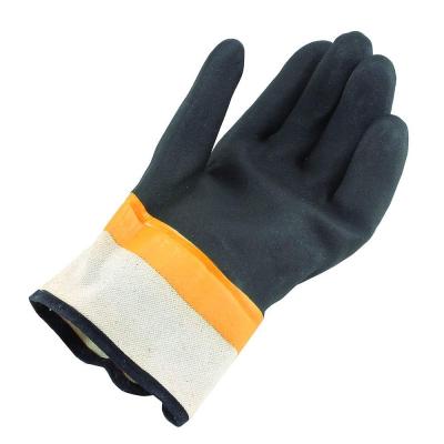 Black PVC Fully Coated Gloves in Oil Field